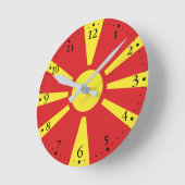 Flagge Nordmakedonien Runde Wanduhr (Winkel)