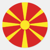 Flagge Nordmakedonien Runder Aufkleber (Vorderseite)