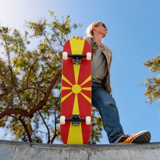 Flagge Nordmakedonien Skateboard (Außenbereich 1)