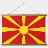 Flagge Nordmakedonien Wandteppich Mit Holzrahmen (Vorderseite 2)
