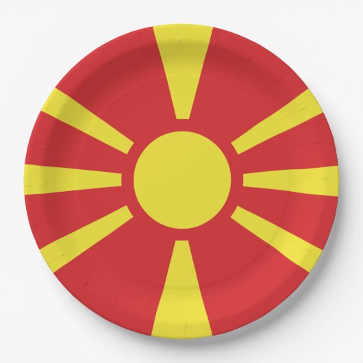 Flagge Nordmakedoniens Pappteller (Vorderseite)