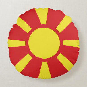 Flagge Nordmakedoniens Rundes Kissen