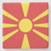 Flagge Nordmakedoniens Steinuntersetzer (Vorderseite)
