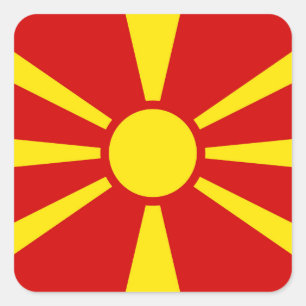 Flagge Nordmazedoniens Quadratischer Aufkleber
