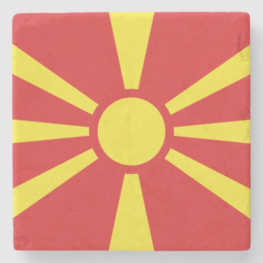 Flagge Nordmazedoniens Steinuntersetzer (Vorderseite)