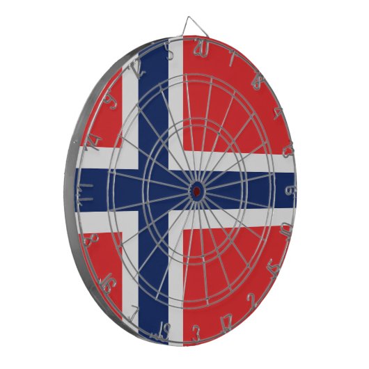 Flagge Norwegens Dartscheibe (Vorderseite Links)