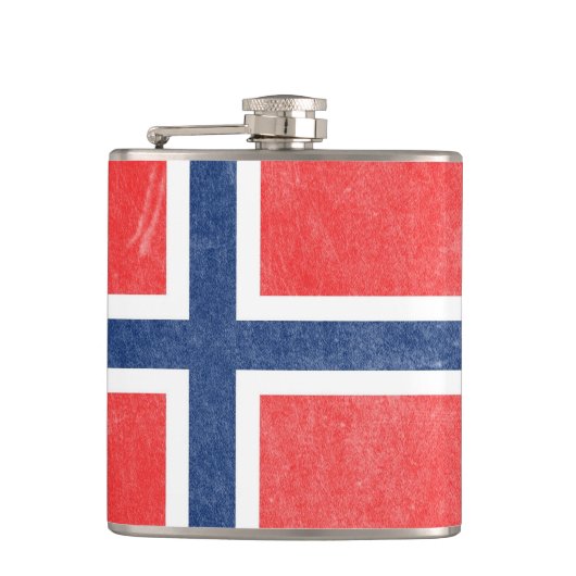 Flagge Norwegens Grunge Flachmann (Vorderseite)