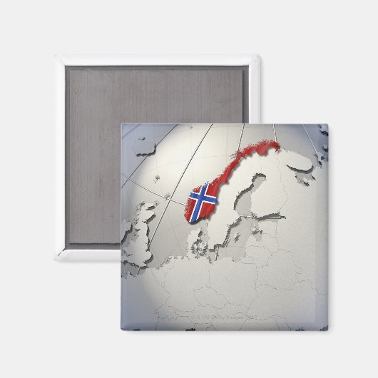 Flagge Norwegens Magnet (Vorderseite/Rückseite)