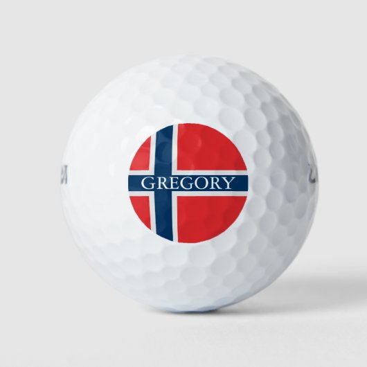 Flagge Norwegens mit Individuelle Name Golfball (Vorderseite)