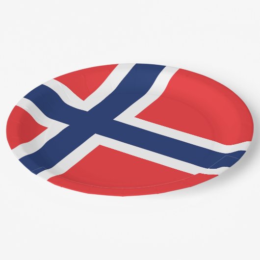 Flagge Norwegens Pappteller (Schrägansicht)