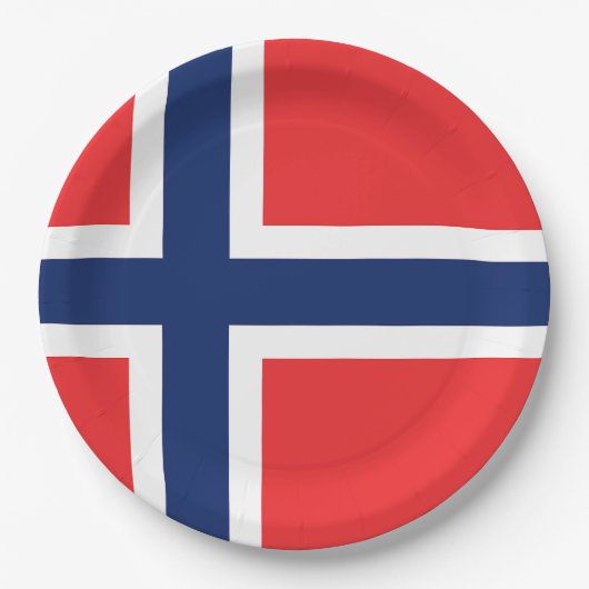 Flagge Norwegens Pappteller (Vorderseite)