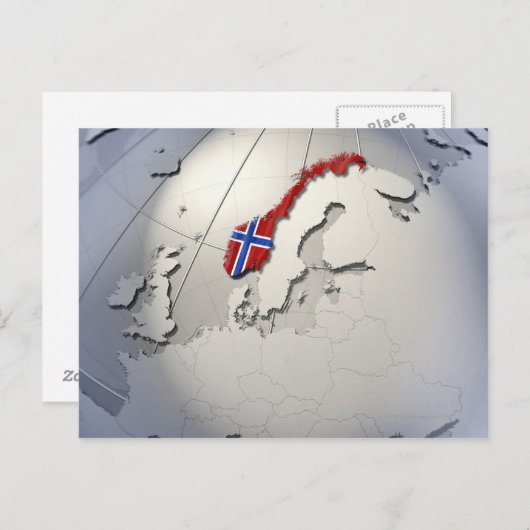 Flagge Norwegens Postkarte (Vorne/Hinten)