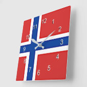 Flagge Norwegens Quadratische Wanduhr (Winkel)