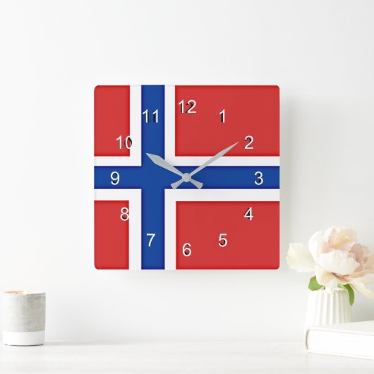 Flagge Norwegens Quadratische Wanduhr (Zuhause)
