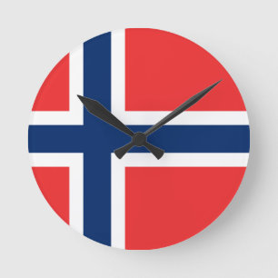 Flagge Norwegens Runde Wanduhr