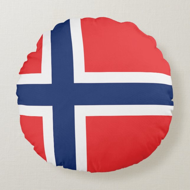 Flagge Norwegens Rundes Kissen (Vorderseite)