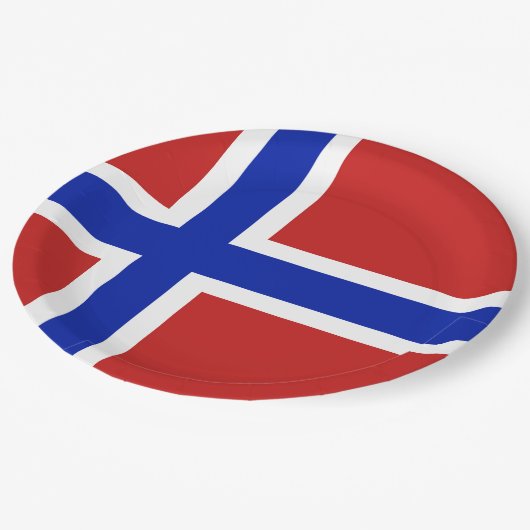 Flagge Norwegens skandinavische Pappteller (Schrägansicht)