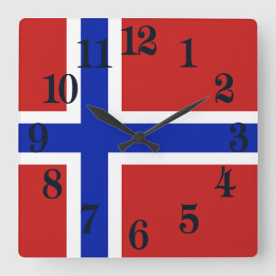 Flagge Norwegens skandinavische Quadratische Wanduhr