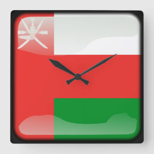 Flagge Oman Quadratische Wanduhr