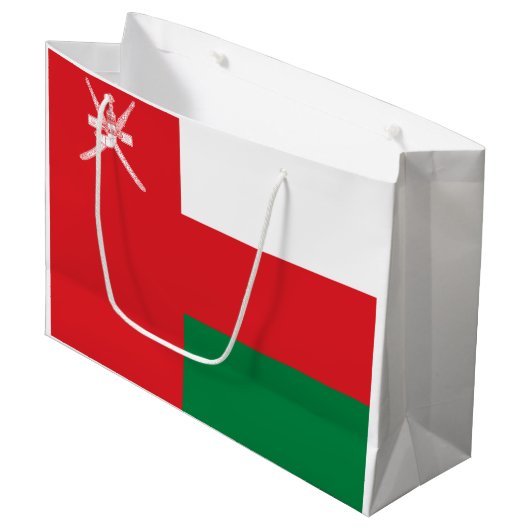 Flagge Omans Große Geschenktüte (Vorderseite Schrägansicht)