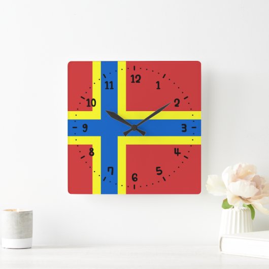 Flagge Orkneys Quadratische Wanduhr (Zuhause)