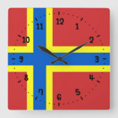 Flagge Orkneys Quadratische Wanduhr (Vorderseite)