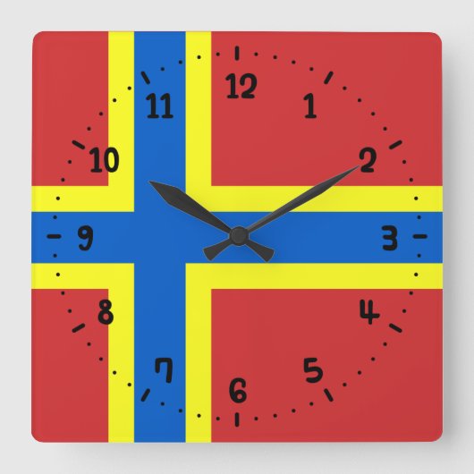 Flagge Orkneys Quadratische Wanduhr (Vorderseite)