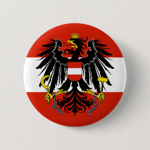 Flagge Österreichs mit Wappen Button