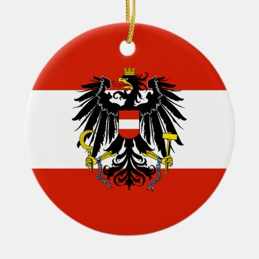 Flagge Österreichs mit Wappen Keramik Ornament (Vorne)