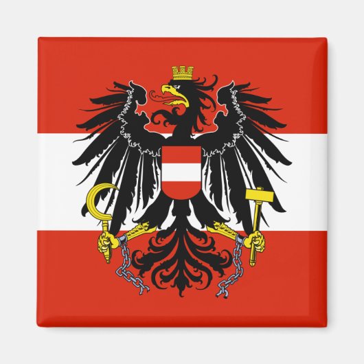 Flagge Österreichs mit Wappen Magnet (Vorne)