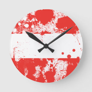 Flagge Österreichs Runde Wanduhr