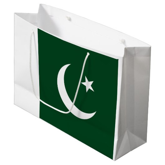 Flagge Pakistans Große Geschenktüte (Vorderseite Schrägansicht)