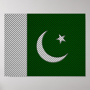 Flagge Pakistans mit Kohlenstofffasereffekt Poster