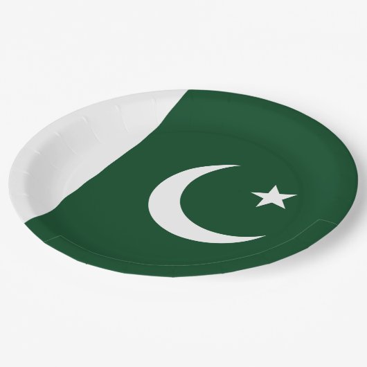 Flagge Pakistans Pappteller (Schrägansicht)