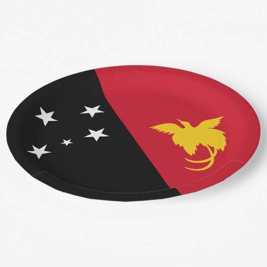 Flagge Papua - Neue Guinea Pappteller (Schrägansicht)