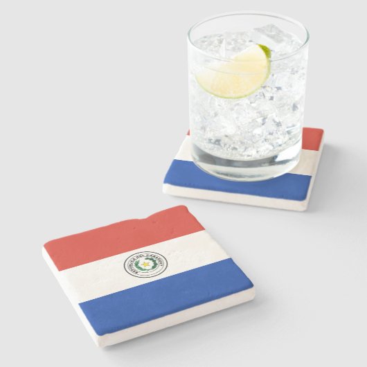 Flagge Paraguays Steinuntersetzer (Seitenansicht)