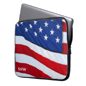 Flagge-patriotische Monogramm-Notizbuch-Hülse Laptopschutzhülle (Vorderseite Links)