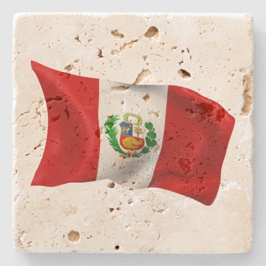 Flagge Perus Steinuntersetzer (Vorderseite)