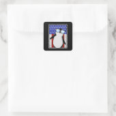 Flagge Pinguin USA Quadratischer Aufkleber (Tasche)