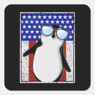 Flagge Pinguin USA Quadratischer Aufkleber