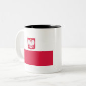 Flagge Polens (mit Wappen) Zweifarbige Tasse (Vorderseite Links)