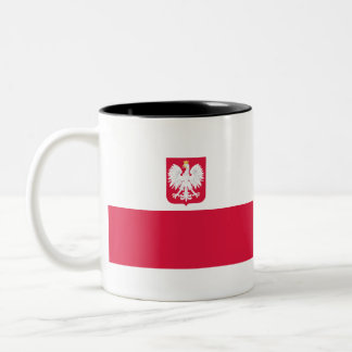 Flagge Polens (mit Wappen) Zweifarbige Tasse