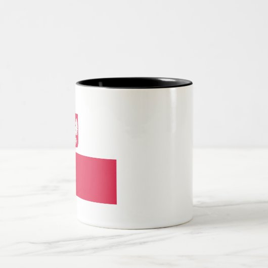 Flagge Polens (mit Wappen) Zweifarbige Tasse (Mittel)