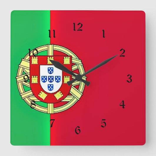Flagge Portugals farbiges Zolldesign Quadratische Wanduhr (Vorderseite)