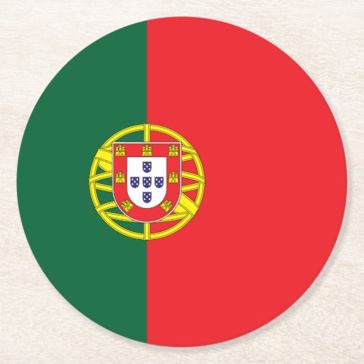 Flagge Portugals Runder Pappuntersetzer (Vorderseite)