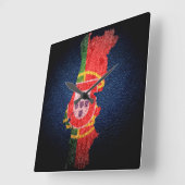 Flagge Portugals und Karte Quadratische Wanduhr (Winkel)