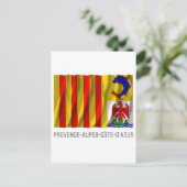 Flagge Provence-Alpes-Côte-d'Azur mit Namen Postkarte (Stehend Vorderseite)