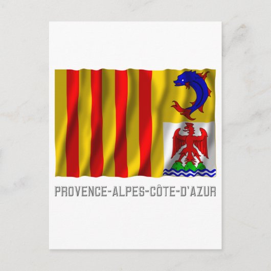 Flagge Provence-Alpes-Côte-d'Azur mit Namen Postkarte (Vorderseite)
