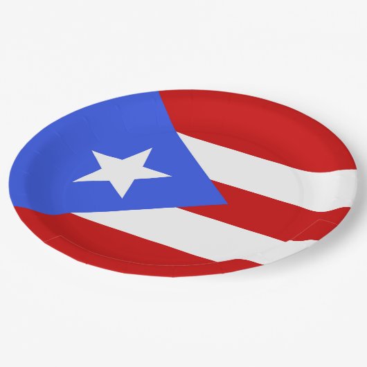 Flagge Puerto Rico Pappteller (Schrägansicht)