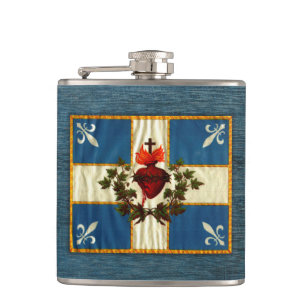 Flagge Québec alt Carillon Sacré-Cœur Flachmann